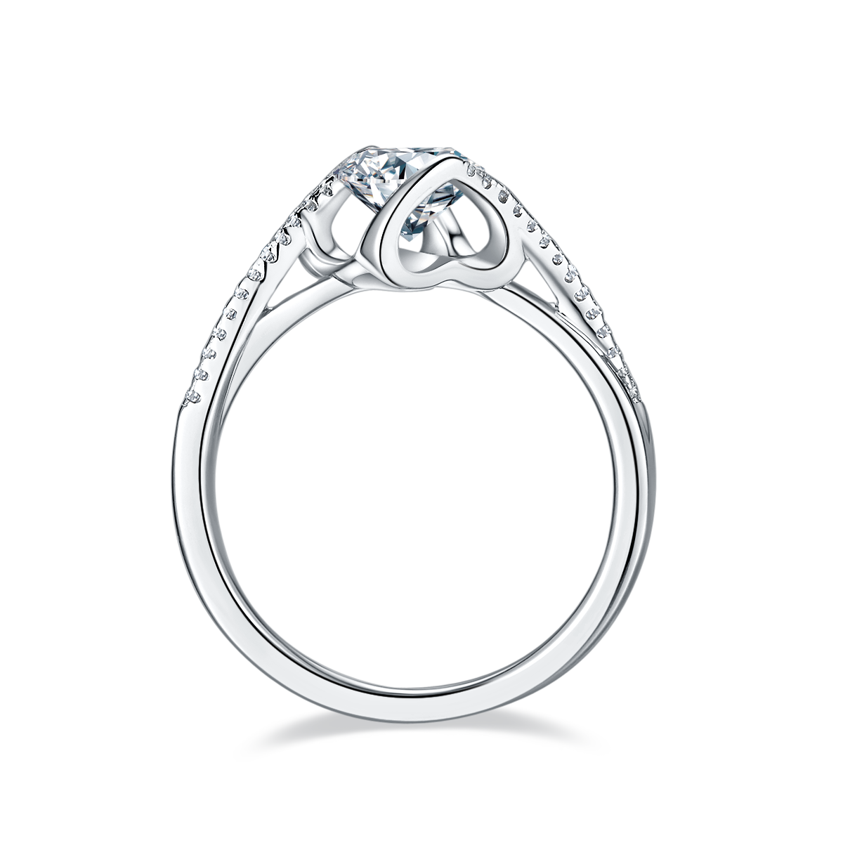 Twisted arm micro inlaid angel kiss S925 silver plated platinum Moissanite women's ring 1 carat D-grade